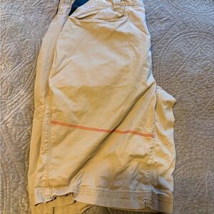 The North Face Tan Cargo Shorts with Red Accent